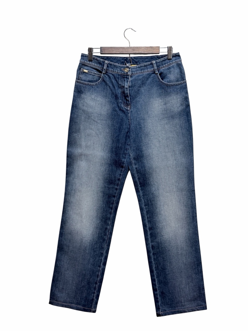 St. John Straight Leg Embellished Jeans Classic Women's Blue Denim Size 6